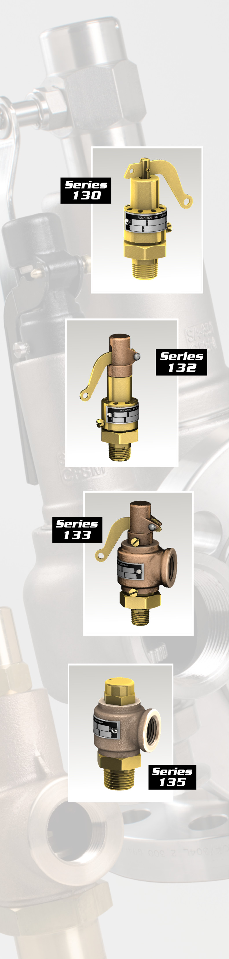Series 130 brass safety valves with cap options