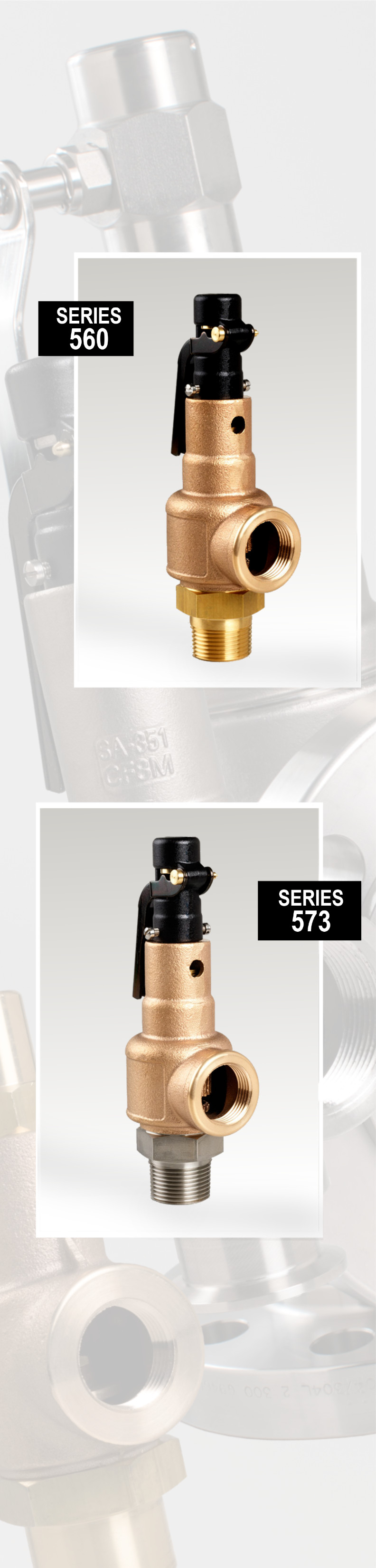 Series 560 brass and stainless safety valves