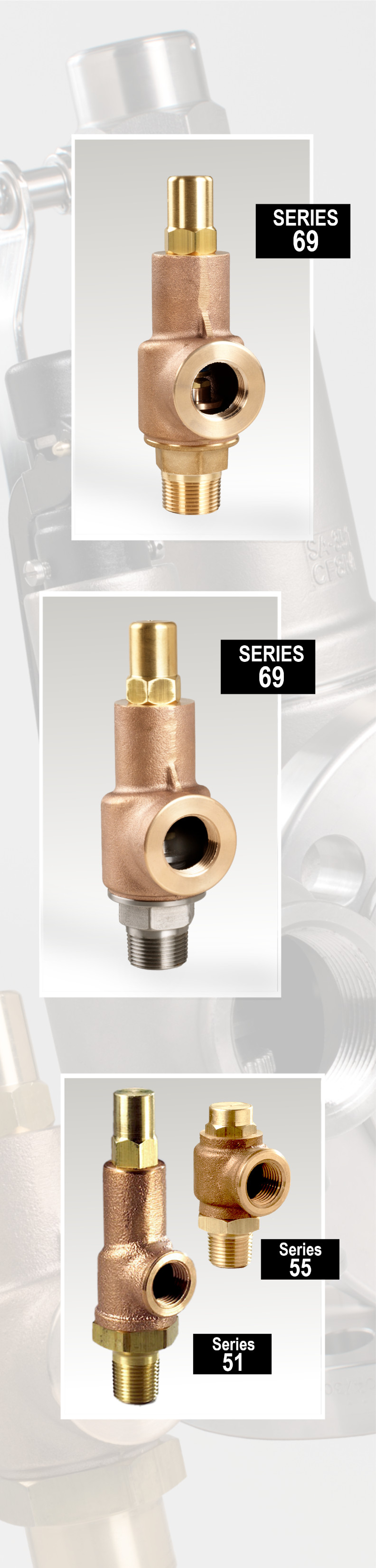 brass and stainless liquid relief valves